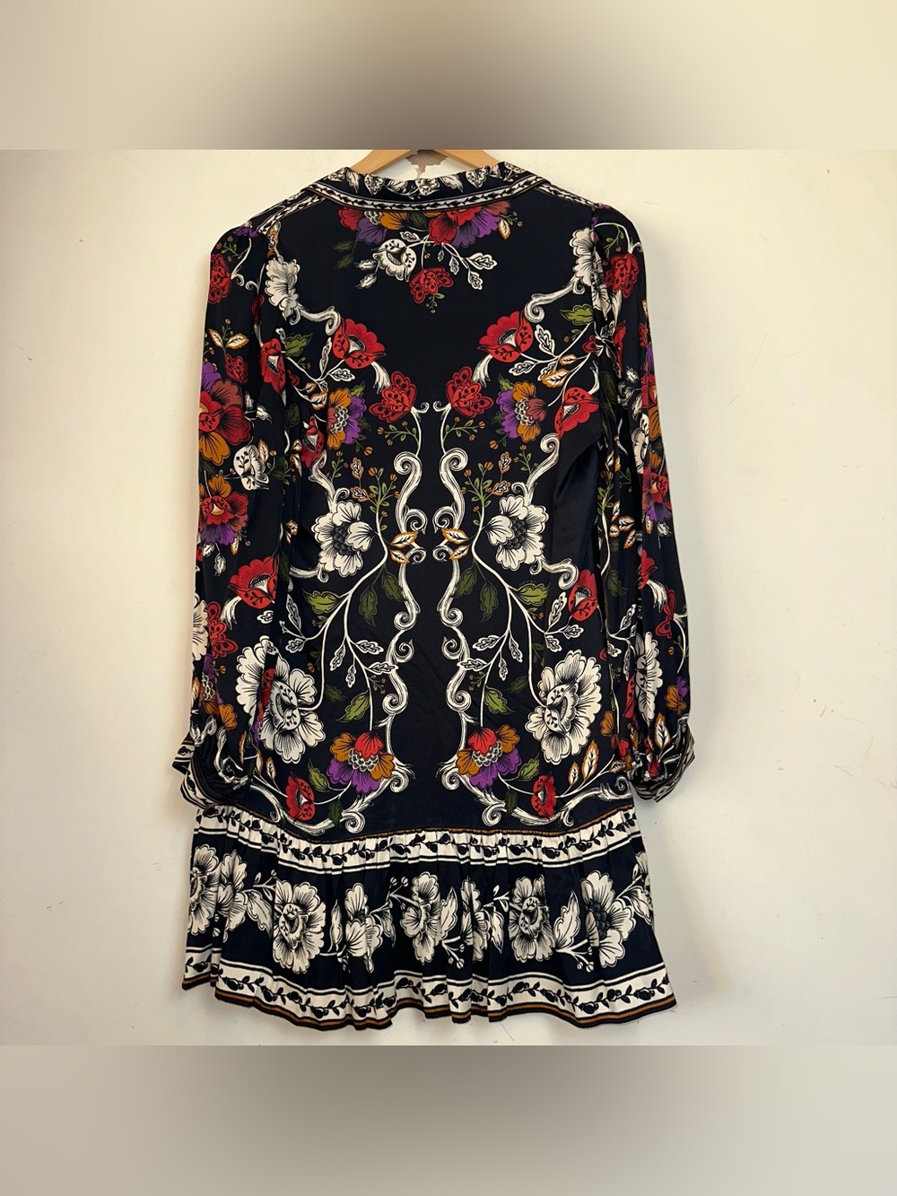 Farm Rio Roccoco Floral Minidress Womens Large Multicolor Bell Sleeves Bohemian - Picture 11 of 16